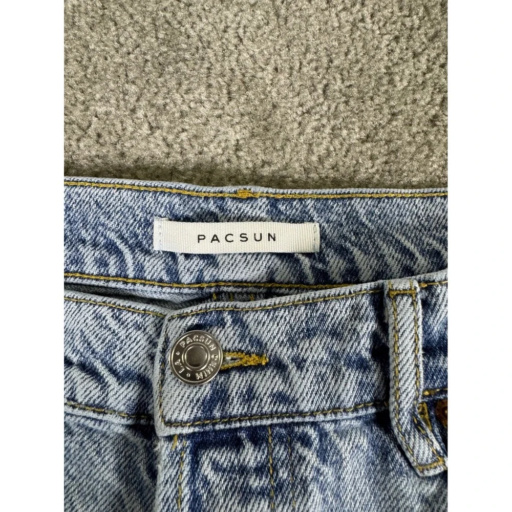 PacSun High Rise Straight Leg Jeans Light Wash Raw Hem Size 28 - Picture 3 of 7